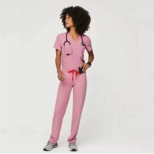 Figs Chalk Pink Set-Catarina and Yola Skinny Scrub